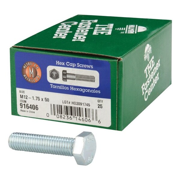 Hillman M12-1.75 mm D X 50 mm L Heat Treated Steel Hex Head Cap Screw, 25PK 916406 - main