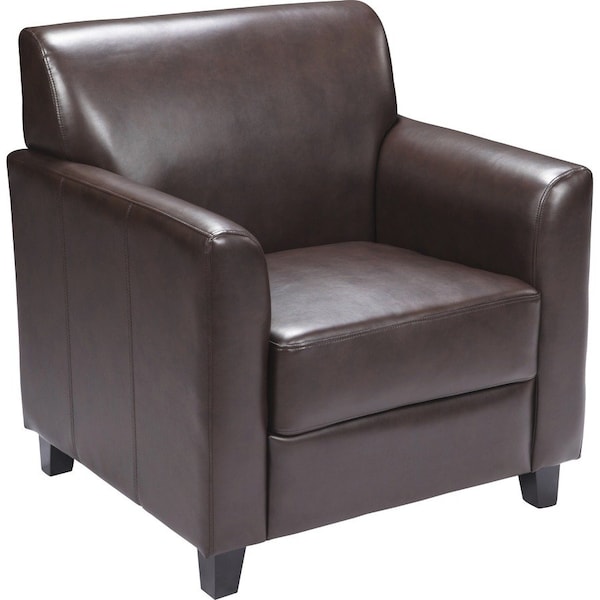 Flash Furniture Contemporary Chair, Brown Back, 30-1/2 in W 29" L 31-1/2" H, Flared, Leather Seat BT-827-1-BN-GG - main
