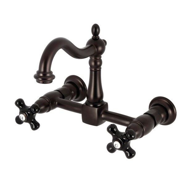 Kingston Brass Two-Handle Wall Mount Bridge Kitchen Faucet, Oil Rubbed Bronze KS1265PKX - main