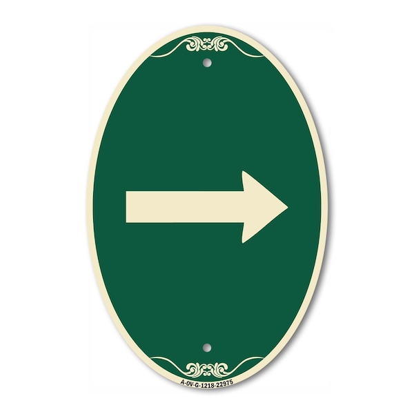 Signmission Right Arrow Symbol, 12 Inch X 18 Inch Architectural Oval, Heavy Gauge Aluminum A-OV-G-1218-22975 - main