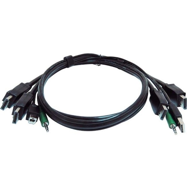 Black Box BLACK BOX SECURE KVM CABLE - EACH END 1 USB, 2 DISPLAYPORT, 1 3.5MM AUDIO, TAA COMPL SKVMCBL-2DP-06TAA - main