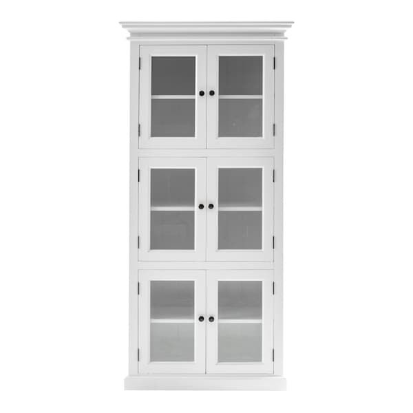 Homeroots 35in White Solid Wood Frame Standard Accent Cabinet With Six Shelves 397839 - main