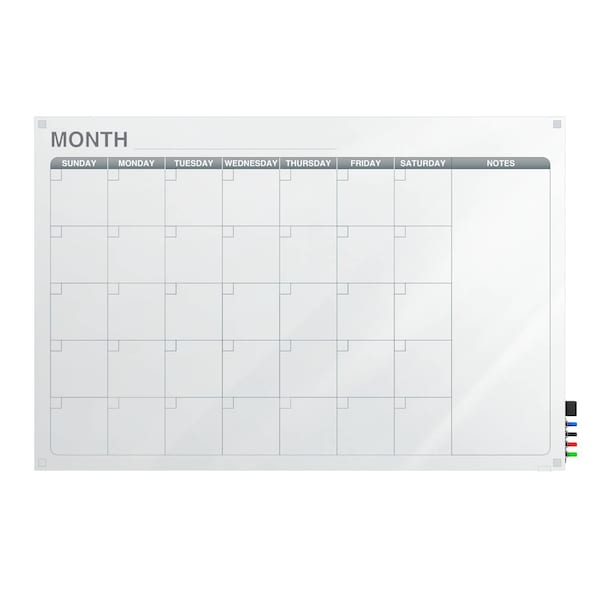 Ghent Harmony Glassboard w/ Standoffs, Square Corners, 1 Month Calendar, Non-Magnetic, 2'Hx3'W GRPHMYSN31M-23 - main