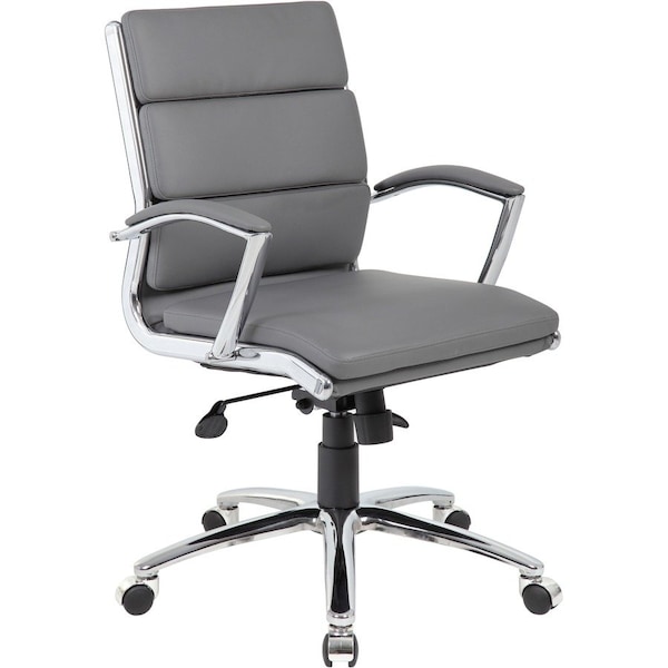 Boss Executive CaressoftPlus Chair with Metal Chrome Finish, Mid Back B9476-GY - main