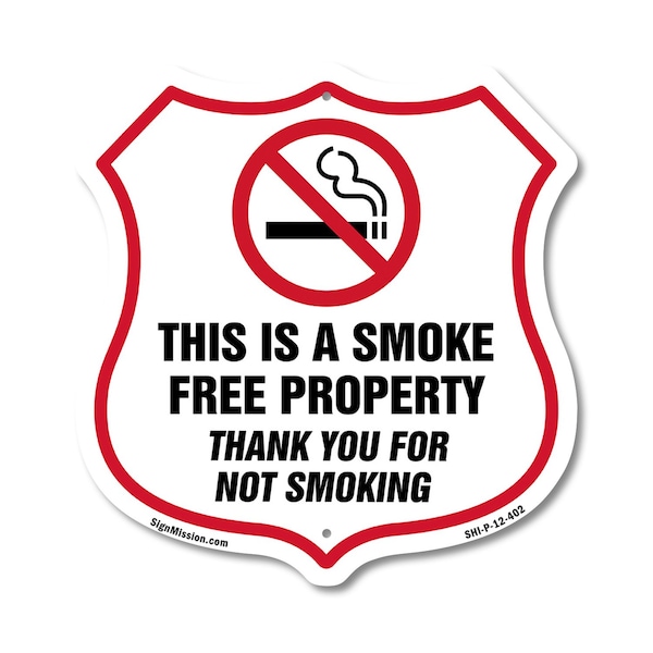 Signmission No Smoking Shield Sign This Is A Smoke F, 12 Inch X 12 Inch, Plastic Sign SHI-P-12-402 - main