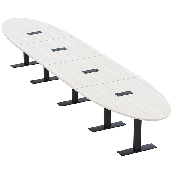 Skutchi Designs 18 Person Conference Table With Power Unit | 20' Oval Table | Harmony Series HAR-OVL-48X240-T.BK-WA7976-EBLK - main