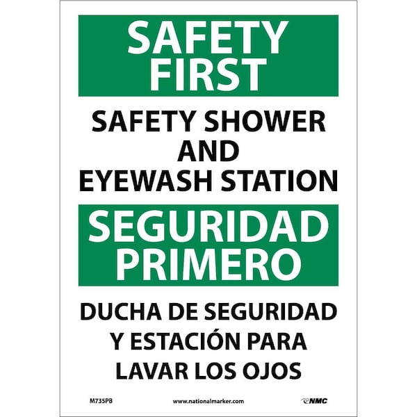 Nmc Safety First Shower And Eyewash Station Sign - Bilingual, M735PB M735PB - main