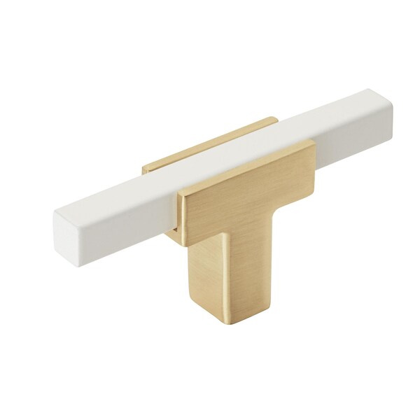 Amerock Urbanite 2-5/8 in 67 mm Length Brushed Gold/White Cabinet Knob BP67BGLWHT - main