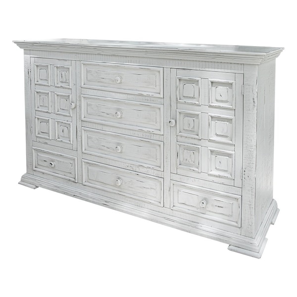 Homeroots 69" White Solid Wood Six Drawer Triple Dresser 524532 - main