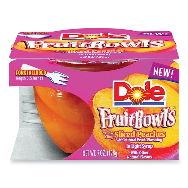 Dole Peaches Sliced In Juice 7 oz. Container, PK12 71966 - main