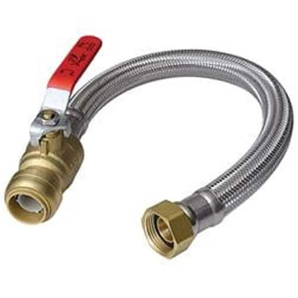 Sharkbite 0.5 in. Push Fit x 0.75 in. FIP 18 in. Stainless Steel Water Heater Connector with Ball V 4426201 - main