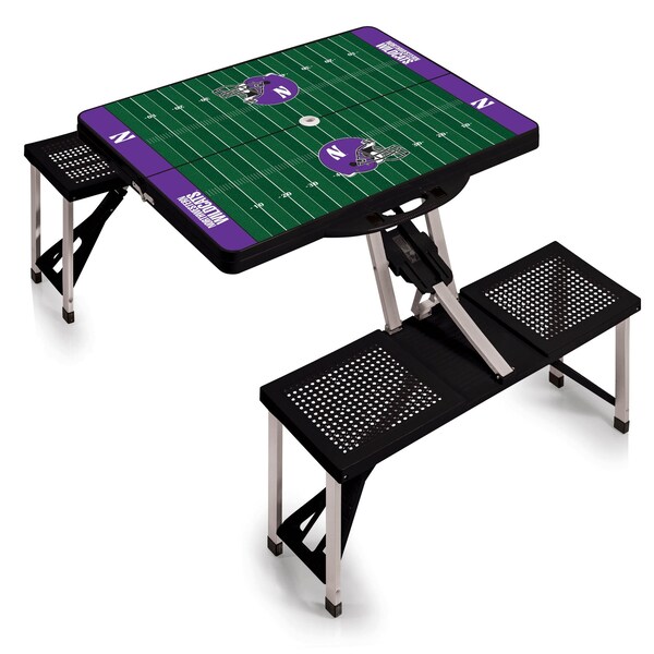 Picnic Time Family Of Brands Northwestern Wildcats - Football Field - Picnic Table Portable Folding Table, Black 811-00-175-435-0 - main