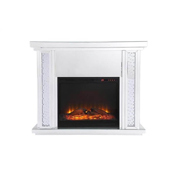 Blueprints 47.5 in. Crystal Mirrored Mantle with Wood Log Insert Fireplace BL2955363 - main