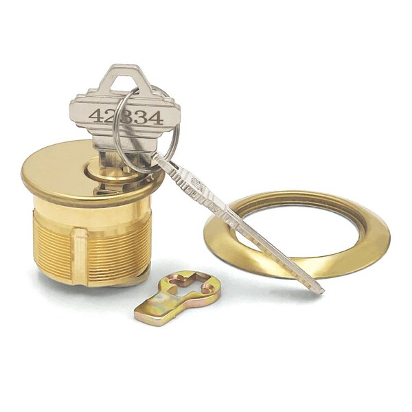 Ecs Hardware Durable Prem Mortise Cylinder, 1 in, Keyed Alike w/Ring, Schlage SC1 Keyway, US3, Bright Polished Brass ECSH-MC01-US3-SC1-KA10 - main