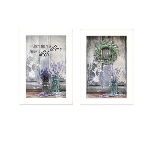 Homeroots Set Of Two Love and Memories White Framed Print Wall Art, 2PK 408017 - main