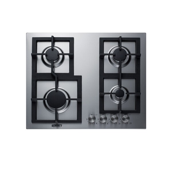 Summit 24in Wide 4-Burner Propane Gas Cooktop In Stainless Steel _x000D_ GCJ4SSLP - main