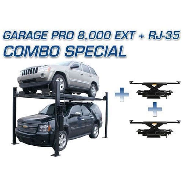 Atlas Automotive Equipment Pro8000Ext 4 Post Lift + Rj35 Sliding Jacks Combo XH-PRO8EXT-COMBO-FPD - main