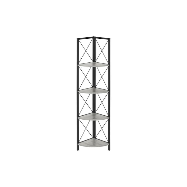 Homeroots 59" Gray Metal Four Tier Corner Bookcase 489791 - main