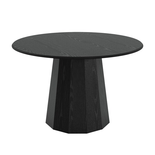 Homeroots 46" Black Solid Wood Pedestal Base Round Top Dining Table 721061 - main
