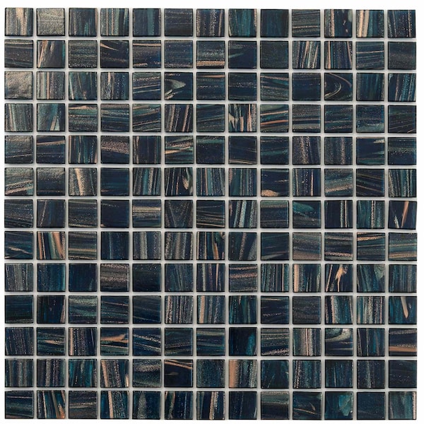 Apollo Tile Celestial 12 in. x 12 in. Glossy Berlin Blue Glass Mosaic Wall and Floor Tile 20 sqft/case, 10PK APLST88BL536A - main