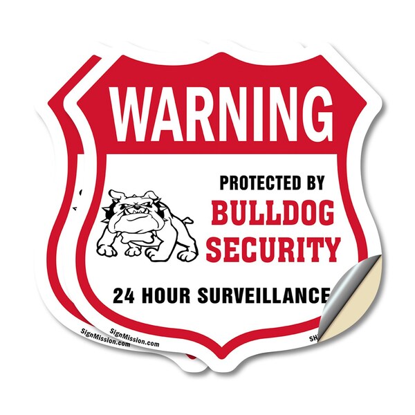 Signmission 24 Hour Surveillance Shield Sign Warning, 18 inch X 18 inch, Vinyl Decal, 2PK SHI-D-2PACK-18-350 - main