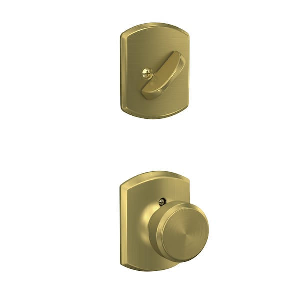 Schlage Residential Bowery Knob with Greenwich Rose Interior Active Trim with 12326 Latch and 10269 Strikes Satin F59BWE608GRW - main