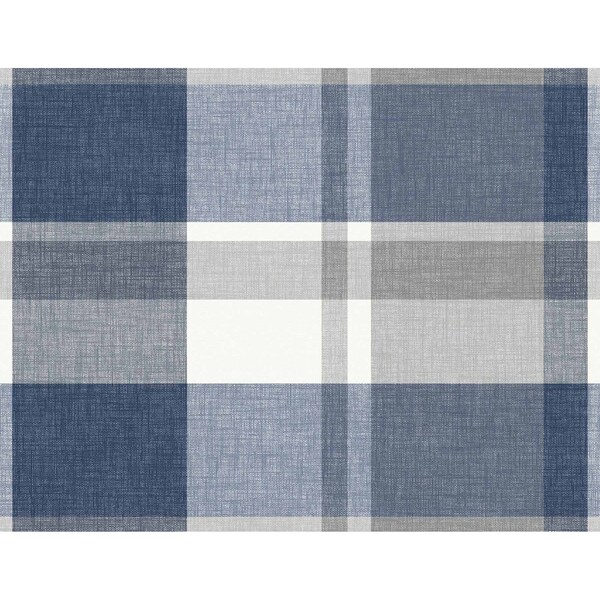 A-Street Prints Madaket Indigo Plaid Wallpaper 2927-81102 - main