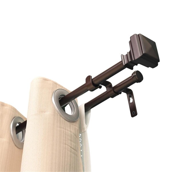 Utopia Alley 48 to 86 in. Window Treatment Telescoping Double Curtain Rod Set w/Classic Cap, Oil Rubbed Bronze DD164RB - main