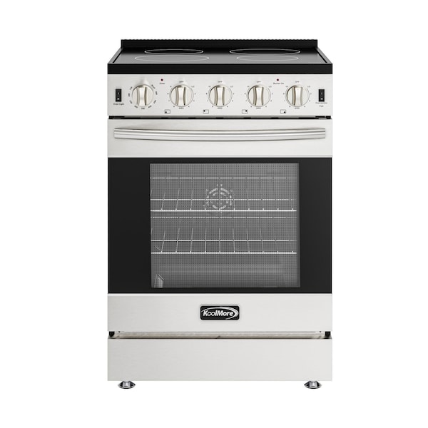 Koolmore 24 in. 4-Burner Electric Glass Top Slide-In Oven Range, 240V in Stainless Steel (KM-SER24-SS) KM-SER24-SS - main