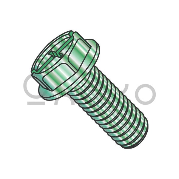 Oxoxo 8-32X3/8 Combo (Slot/Phillips) Indent HW Grounding Machine Screw Full Thrd Zinc and Green, 10000PK 446662 - main