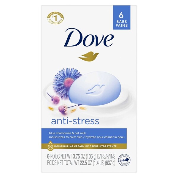 Dove Blue Chamomile and Oat Milk Scent Moisturizing Cream Anti-Stress Beauty Bar, 22.5 Ounce, 12PK 64355132 - main