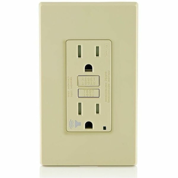 Leviton Self-Test Audible GFCI Receptacle, 15 Amp, 125 Volt, 5-15R NEMA GFTA1-I - main
