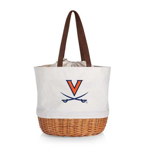 Picnic Time Family Of Brands NCAA Virginia Cavaliers Coronado Canvas and Willow Basket Tote - Picnic Bag 203-00-187-594-0 - main