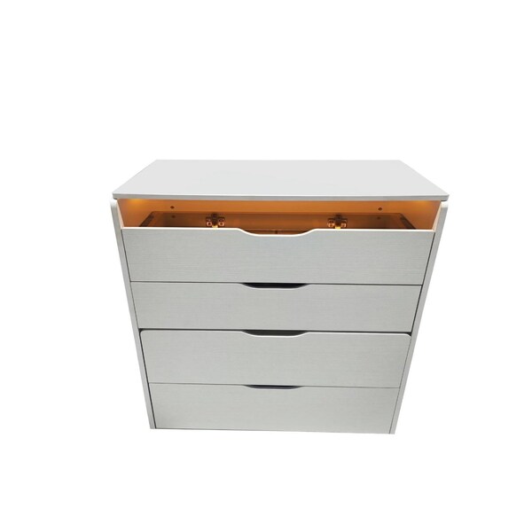 Homeroots 24" White Wood Lighted Mirrored Three Drawer Dresser 714449 - main