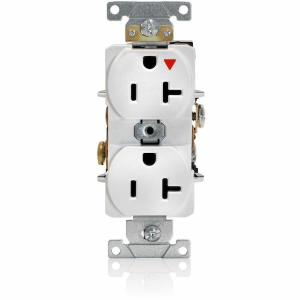 Leviton Straight Blade Receptacle, 5-20R, 20 A, 125V AC, 2 Pole, 3 Wire, Flush Mount, Single, White 5362-IGW - main