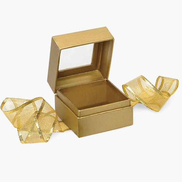 Nashville Wraps Metallic Gold Ribbon Window Box, Petite 3.75x3.75x3, 18PK BFB1GO - main