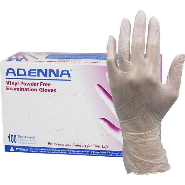 Adenna Vinyl Powder Free Exam Gloves - 4 mil Thickness x 9.40in Glove Length - Large Size - Polyvinyl, 10PK VPF236 - main