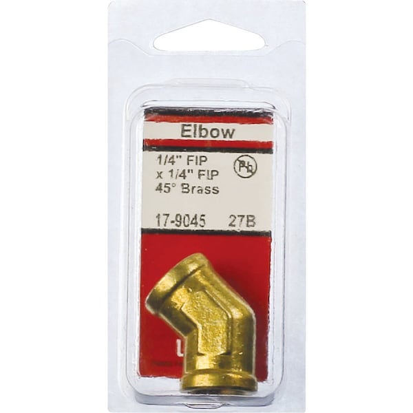 Westlake Pipe & Fittings 1/4'' FPTx1/4'' FPT 45 Deg. Brass Elbow, 1/8 Bend 17-9045 - main