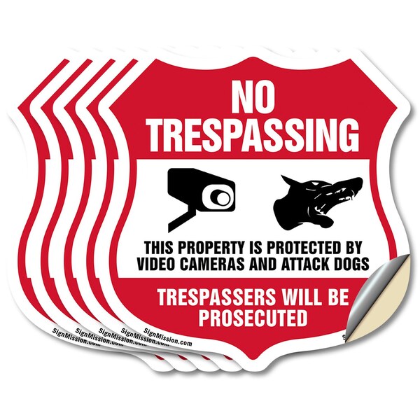 Signmission No Trespassing Shield Sign This Property, 4 inch X 4 inch, Vinyl Decal, 5PK SHI-D-5PACK-4-409 - main