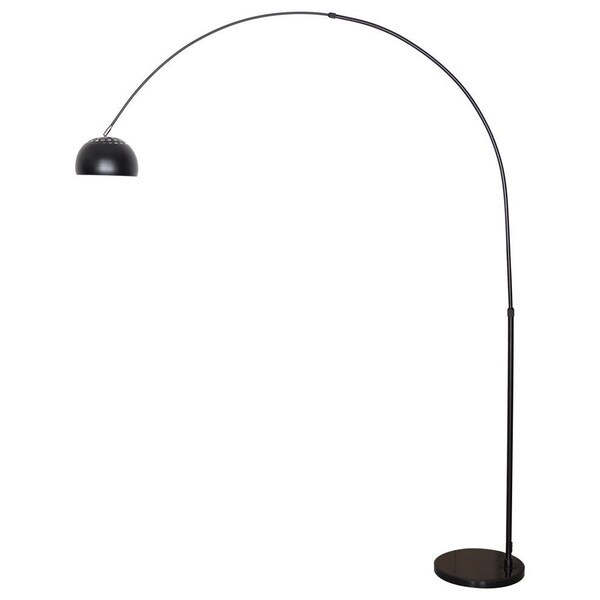 Leisuremod Arco Arched Floor Lamp 75.6in Height with Black Round Marble Base and Metal Dome Lamp Shade, Black ALBL-BL-13BL - main