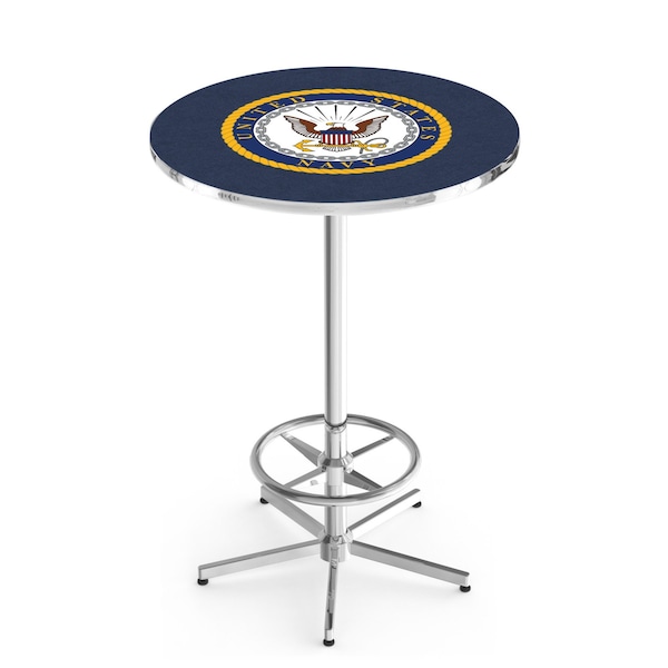 Holland Bar Stool Co 42" Chrome U.S. Navy Pub Table, 36" dia. Top L216C4236Navy - main