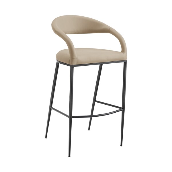 Armen Living Ramona 30in Bar Stool with Matte Black Iron and Beige Faux Leather LCRABABLKBG30 - main