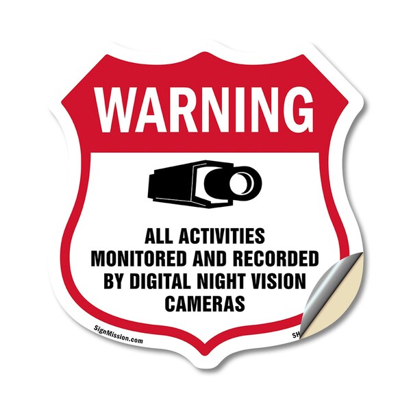 Signmission Video Surveillance Shield Sign Warning A, 18 Inch X 18 Inch, Vinyl Decal SHI-D-18-474 - main