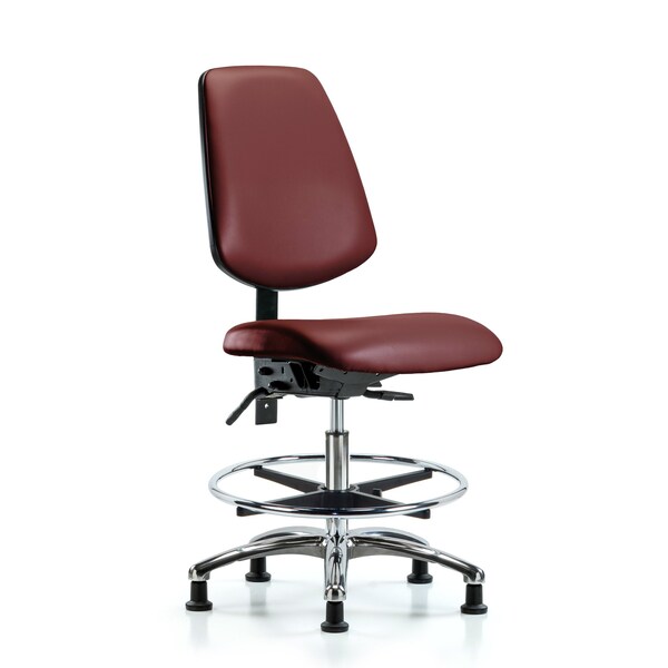 Blue Ridge Ergonomics Vinyl Chair Chrome, Med Bench, Med Back, Tilt, Foot Ring, Glides, Borscht BR-VMBCH-MB-CR-T1-A0-CF-RG-8815 - main