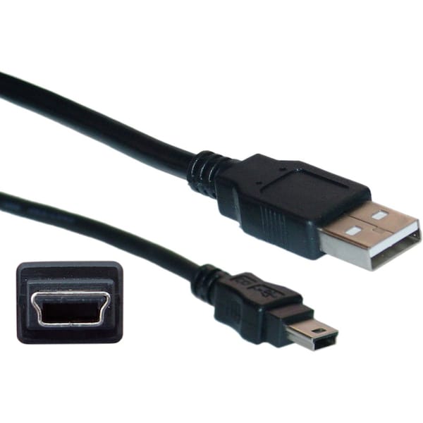 Cable Wholesale Mini USB 2.0 Cable, Black, Type A Male to 5 Pin Mini-B Male, 3 foot 10UM-02103BK - main