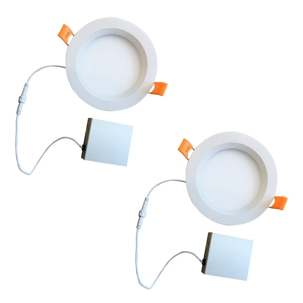 Bulbrite 8" Canless 3000K, 100w Equivalent, New Construction Integrated LED Recessed Lght Kit Metal JBOX, 2PK 861682 - main