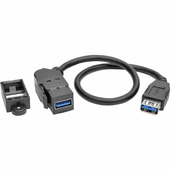 Tripp Lite USB 3.0 Keystone Panel Mount Coupler Cable F/F Angled 1ft U325-001-KPA-BK - main