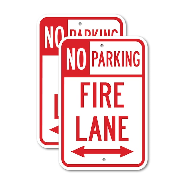 Signmission No Parking Fire Lane with double arrow 1, 18'' X 24'' 2 Signs, Heavy Gauge Aluminum, 2PK A-1824-2PACK-2759 - main