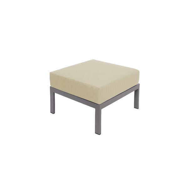 Bfm Seating Belmar Outdoor Ottoman with Sunbrella Cushion, Soft Gray Frame PH6106SG-57012 - main