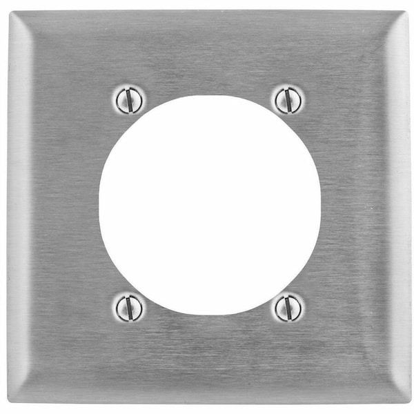 Hubbell Wiring Device-Kellems Wallplates and Boxes, Metallic Plates, 2- Gang, 1) 2.66" Opening, Standard Size, Stainless Steel SS716 - main